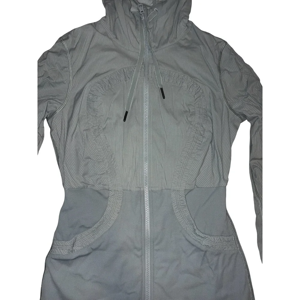 Lululemon Dance Studio Jacket Sage Green Grey Full Zip Hoodie Size 8